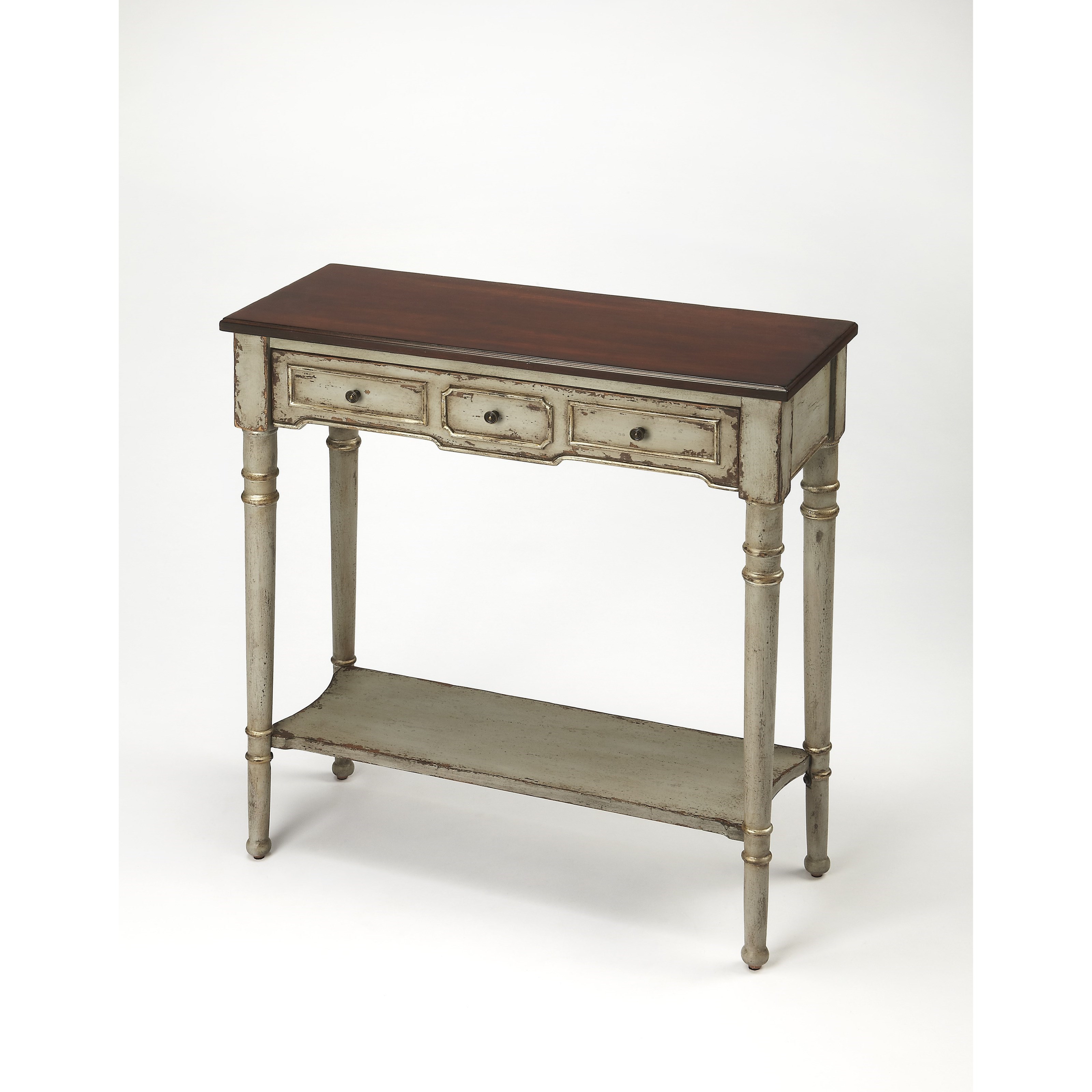 butler specialty company banham antique gray console tabl